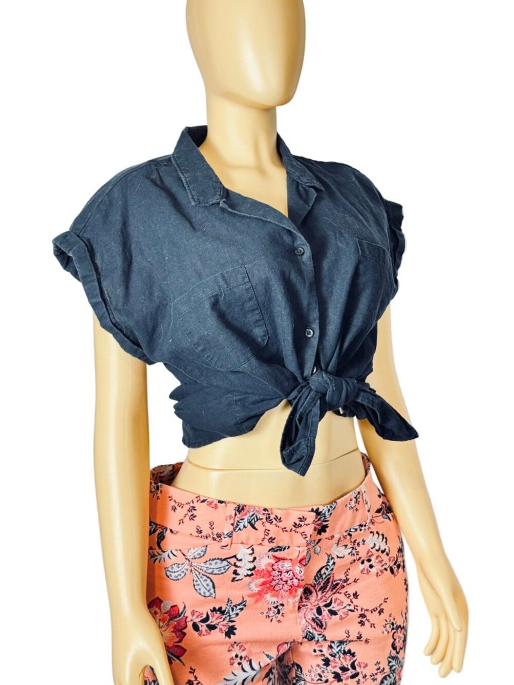 Basic Editions Women’s XL Button Down Short Sleeved Shirt